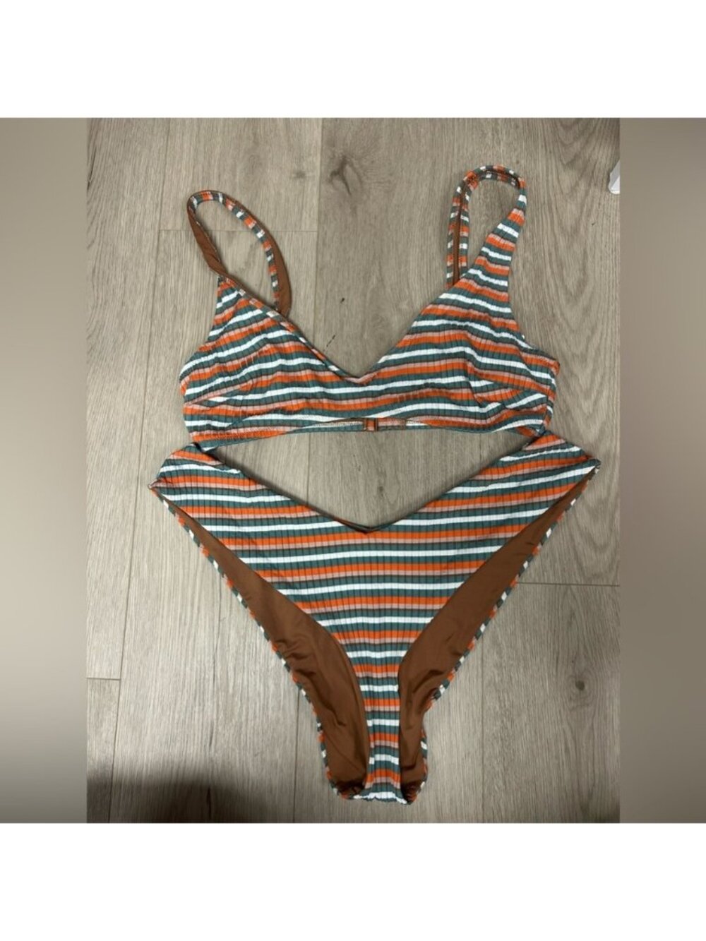 Aerie Striped Cheekiest & Scoop Bikini Set